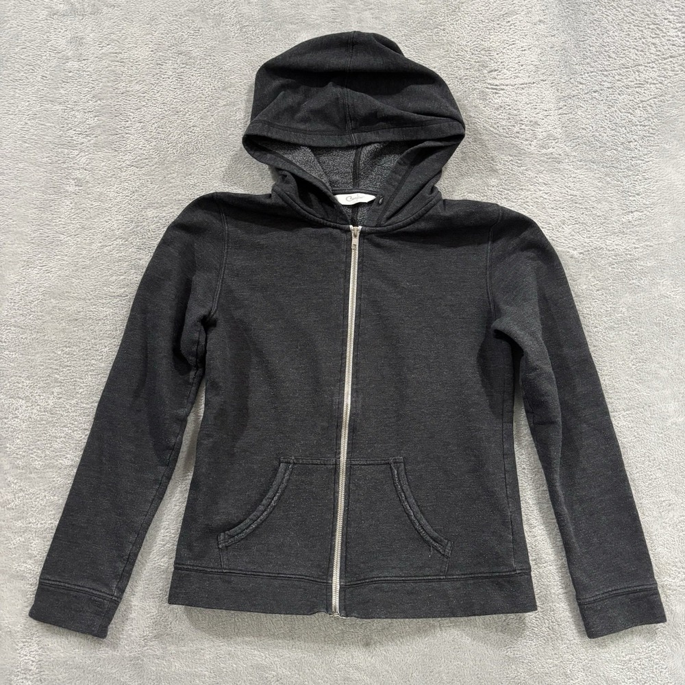 Curfew Fleece Full Zip Jacket Womens Large Hooded Sweatshirt Normcore Dark Gray
